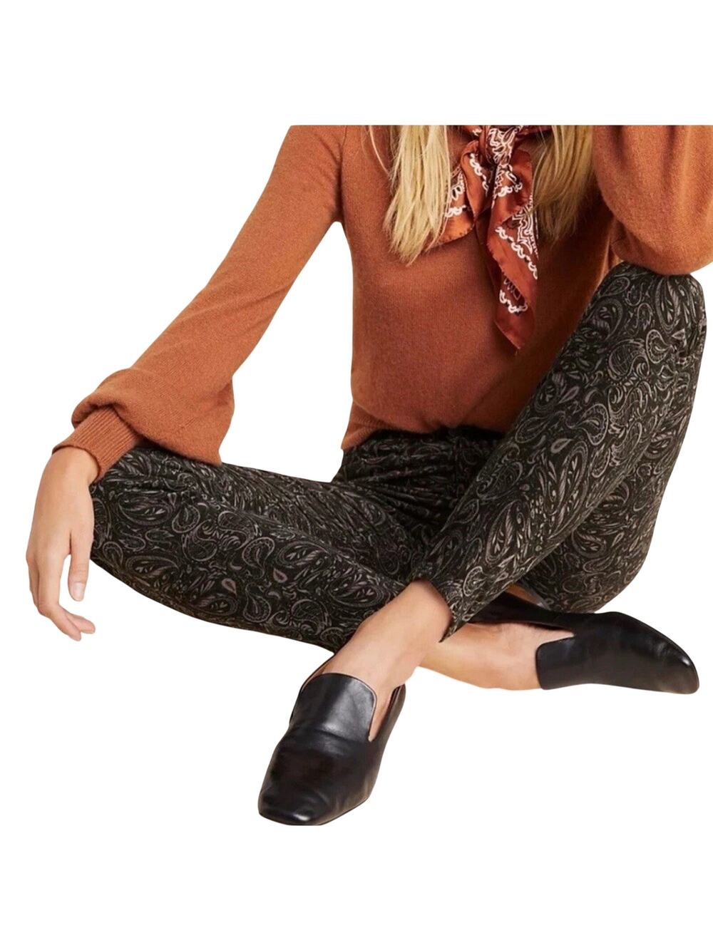AG Adriano x Anthropologie Stevie Pants Velvet Women 31R High Rise Paisley 31x28